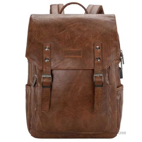 Vegan Leather Laptop Backpack with USB Port, Fits 17.3 Inch main image 6
